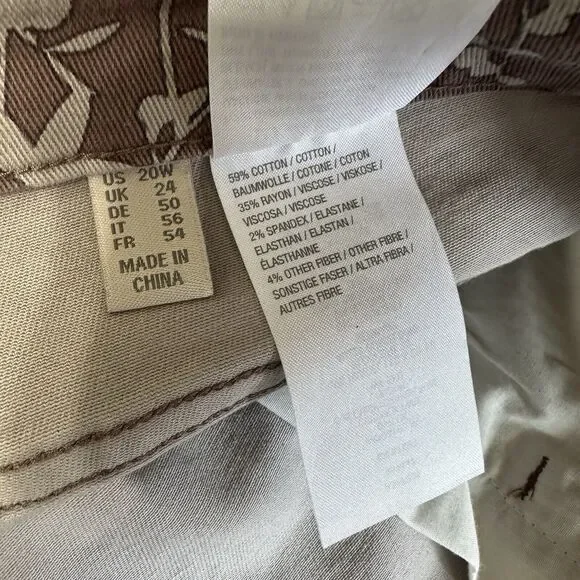 LOGO Lori Goldstein Jeans Women Size 20W Taupe Floral Stretch Twill Straight - Picture 10 of 11